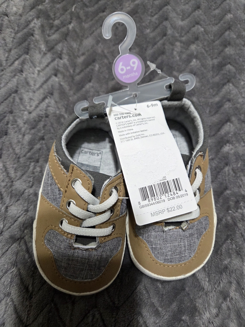 Carter's Gray and Tan Baby Walker Shoes